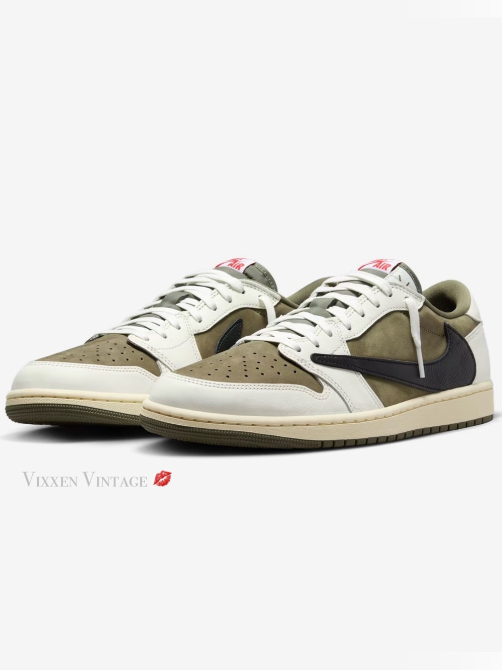 NIKE 'DM7866-200 AIR JORDANS 1 LOW X TRAVIS SCOTT' SNEAKERS IN REVERSE OLIVE
